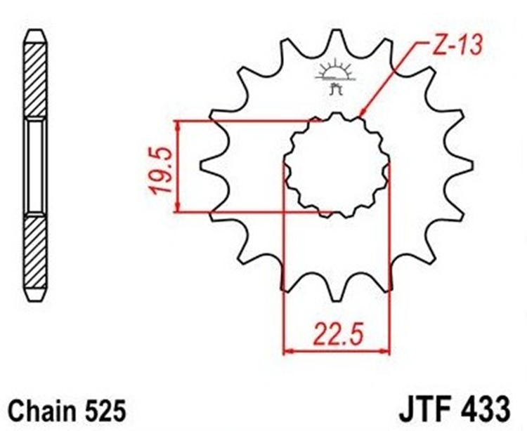 PION JT 433 de acero con 15 dientes